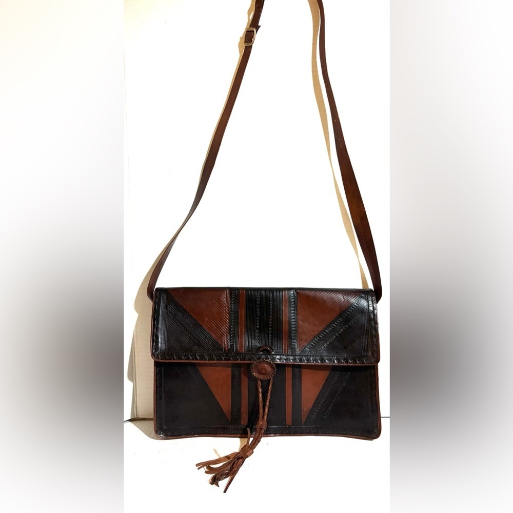 Handcrafted Brown/ black Leather crossbody Bag